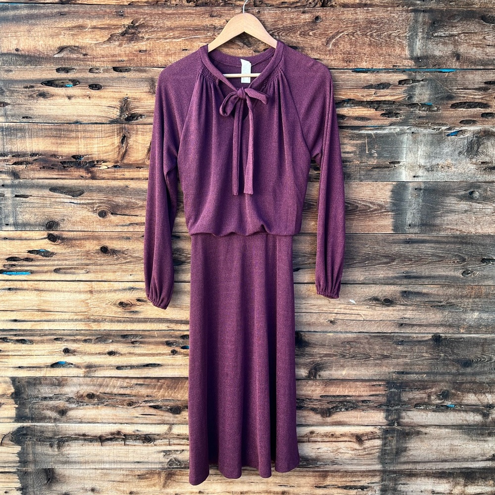 VINTAGE | Elegant Maroon Purple Women's Dress L
